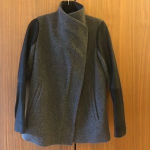 Theory XS cashmere/wool jacket w/ leather sleeves